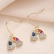 cute colorful diamond earrings,copper rainbow cloud drop earrings for summer feeling
